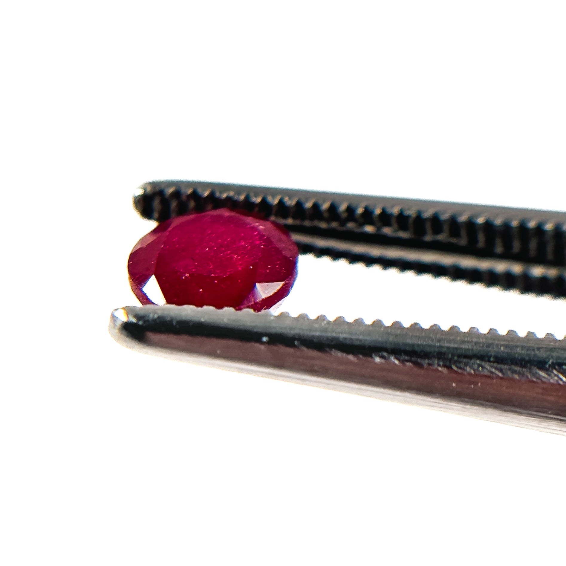 African Deep Red Ruby 5x5x3.2 Facet Round 0.9 Carat Glass Filled