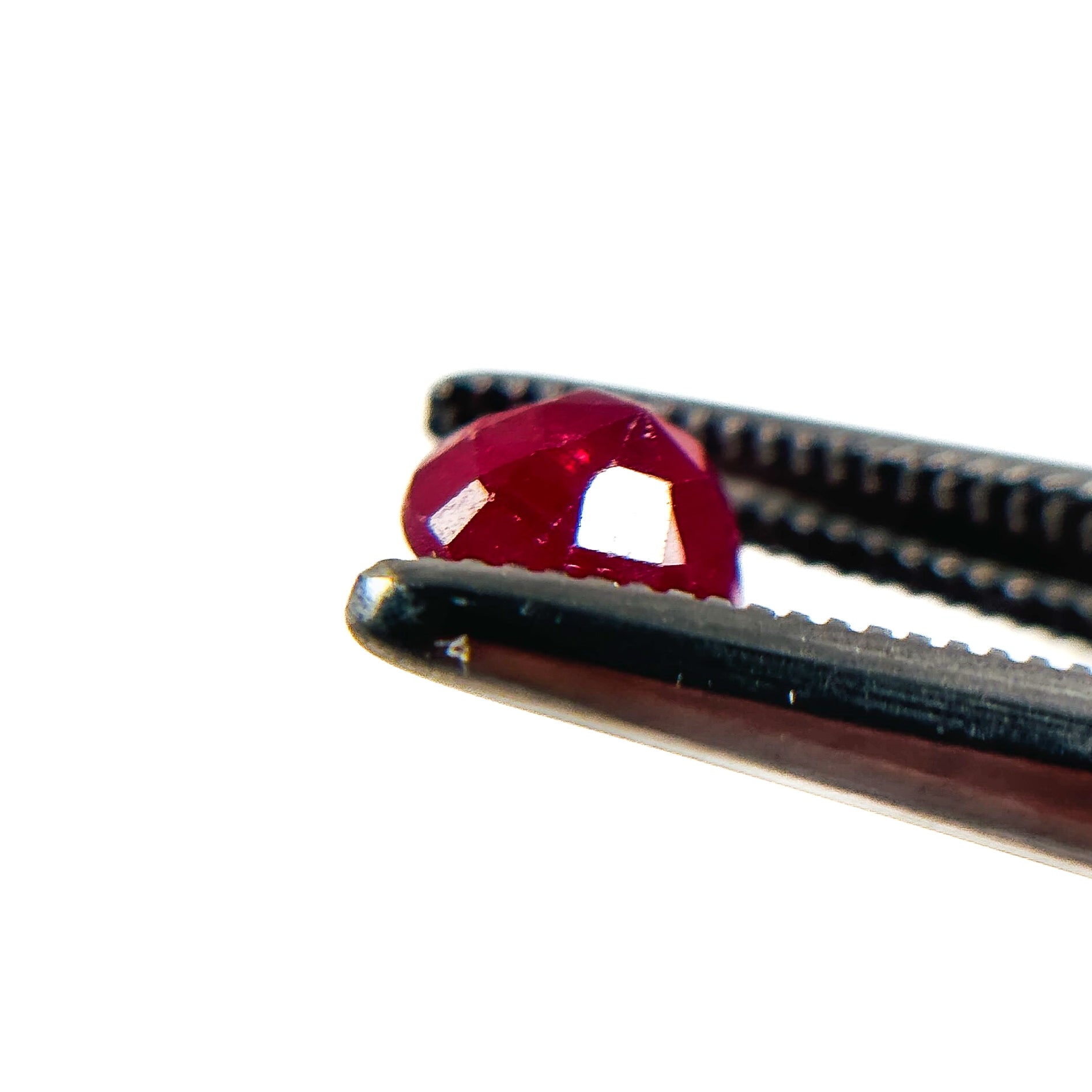 African Deep Red Ruby 5x5x3.2 Facet Round 0.9 Carat Glass Filled