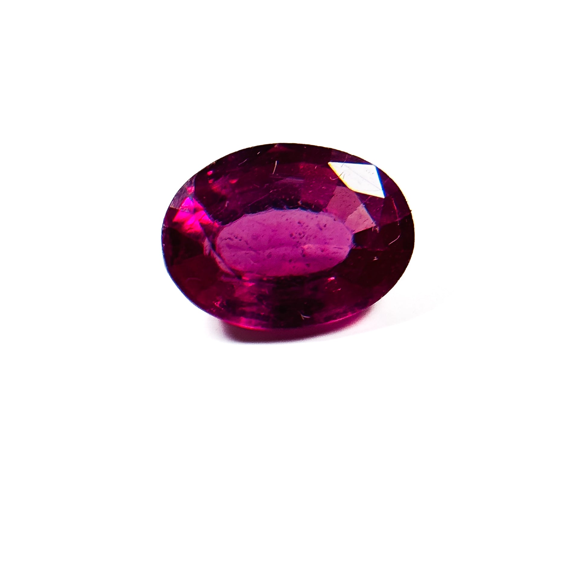 African Red Pink Ruby 10x8x3.4 Facet Oval 1.5 Carat Glass Filled