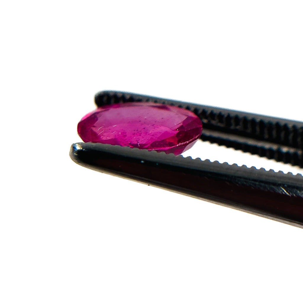 African Red Pink Ruby 10x8x3.4 Facet Oval 1.5 Carat Glass Filled