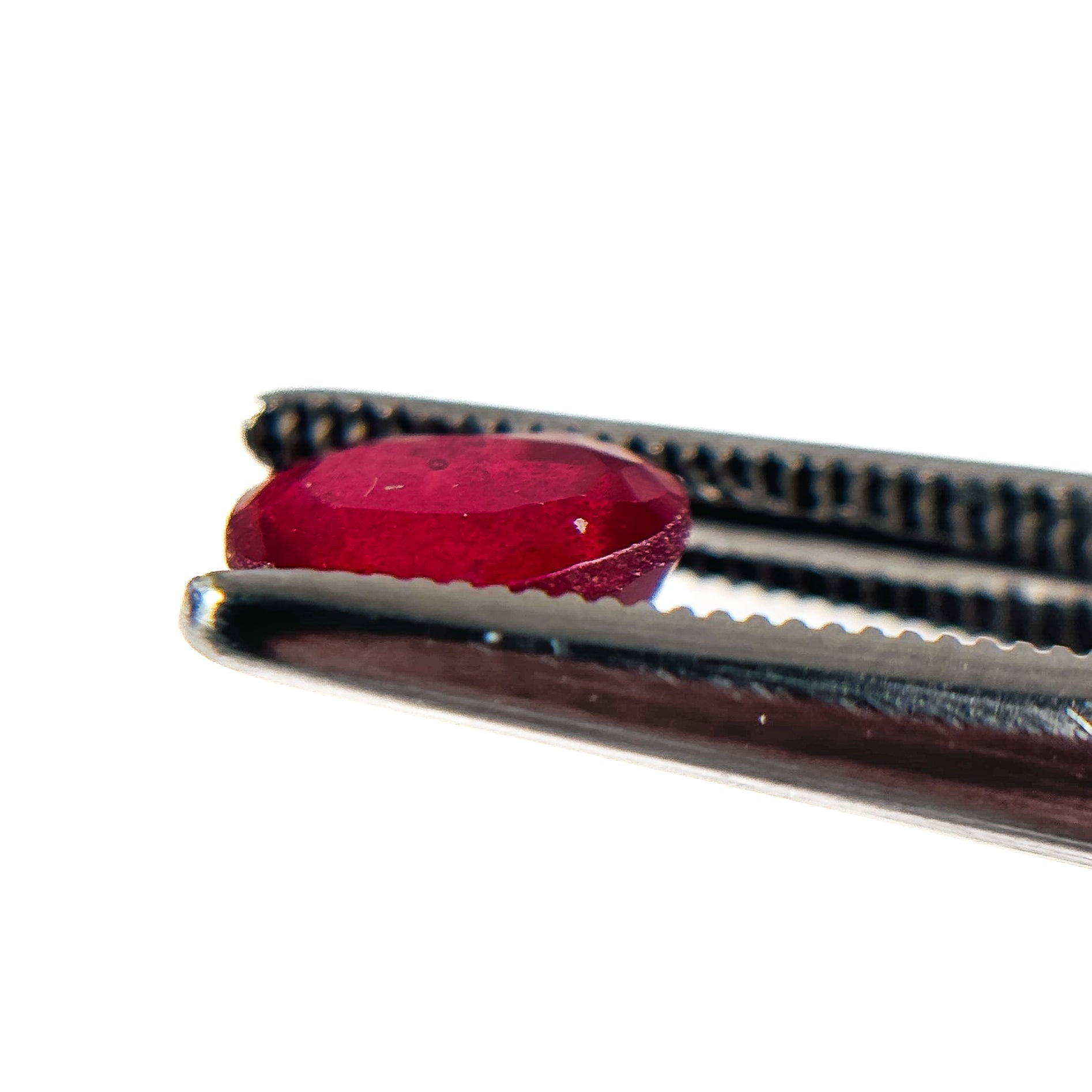 African Deep Red Ruby 7x5x3.5 Facet Oval 1.25 Carat Glass Filled