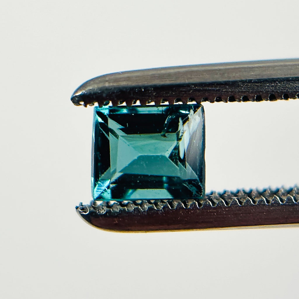 Blue Teal Tourmaline 4.5x4.2x2.7 Facet Rectangle 0.40 Carat